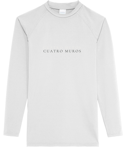 Cuatro Muros Fondo Long Sleeve in Arctic White, wordmark printed across the chest